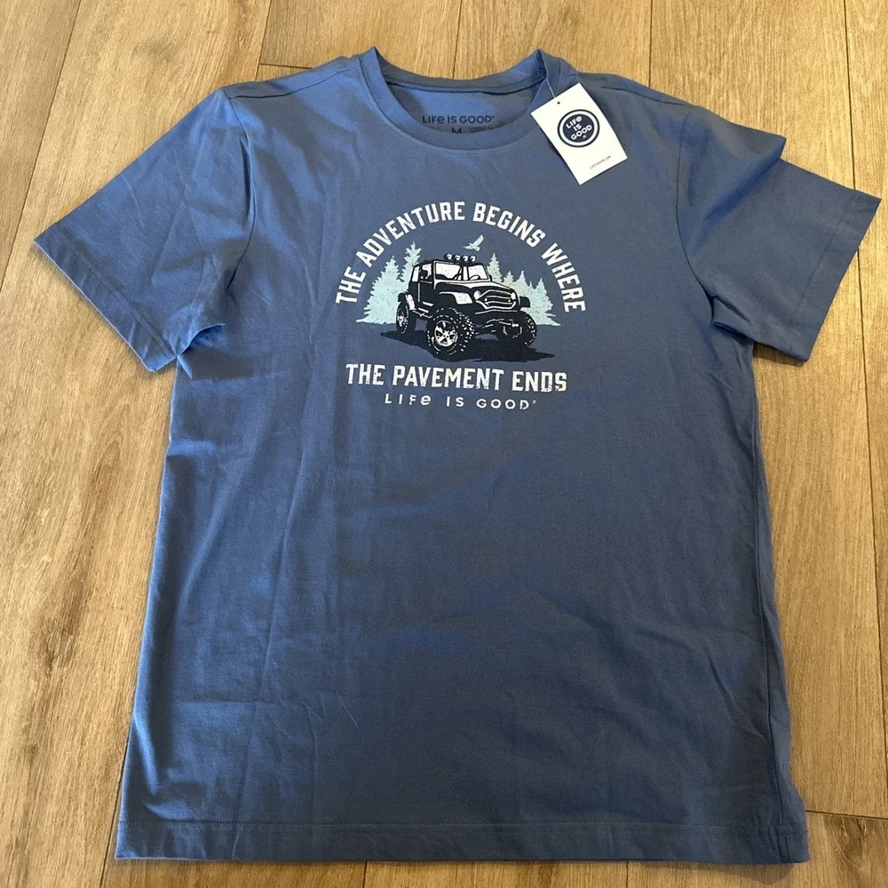 Life Is Good‎ Men's SS Tee Blue Jeep Off Road Adventure Medium NEW - Picture 3 of 9